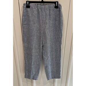 Crown Linen Designs Linen Pull‎ On Pants Blue Coastal Beach Boho